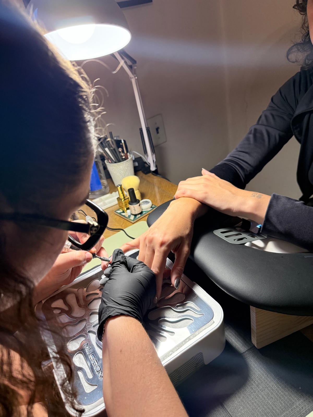 Working on a client's nails